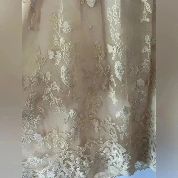 NWT Anthropologie Zehavale Women’s Beige Lace Floral Strapless Dress - Size 8 - Picture 2 of 13